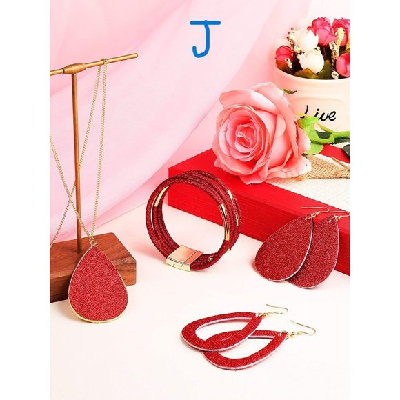 New  4 Pieces Women's Glitter Jewelry Set Multi-Layer Bracelet - Picture 12 of 14